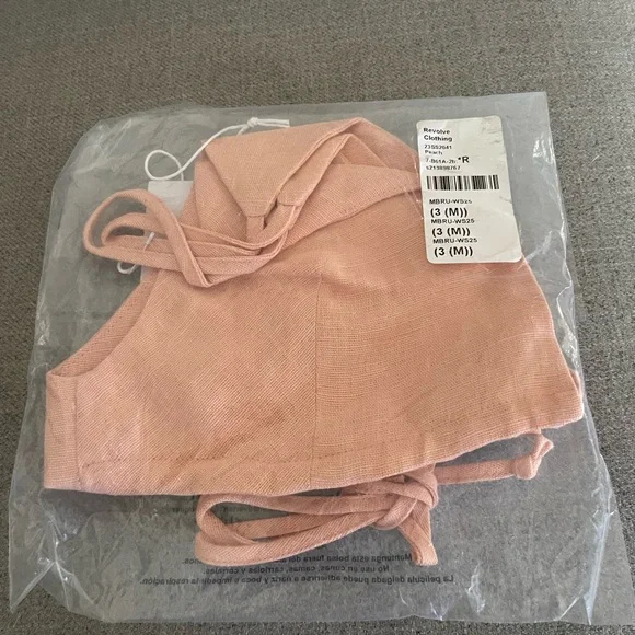 MATTHEW BRUCH x Revolve Triangle Tie Front Crop Top in Peach - Picture 5 of 6